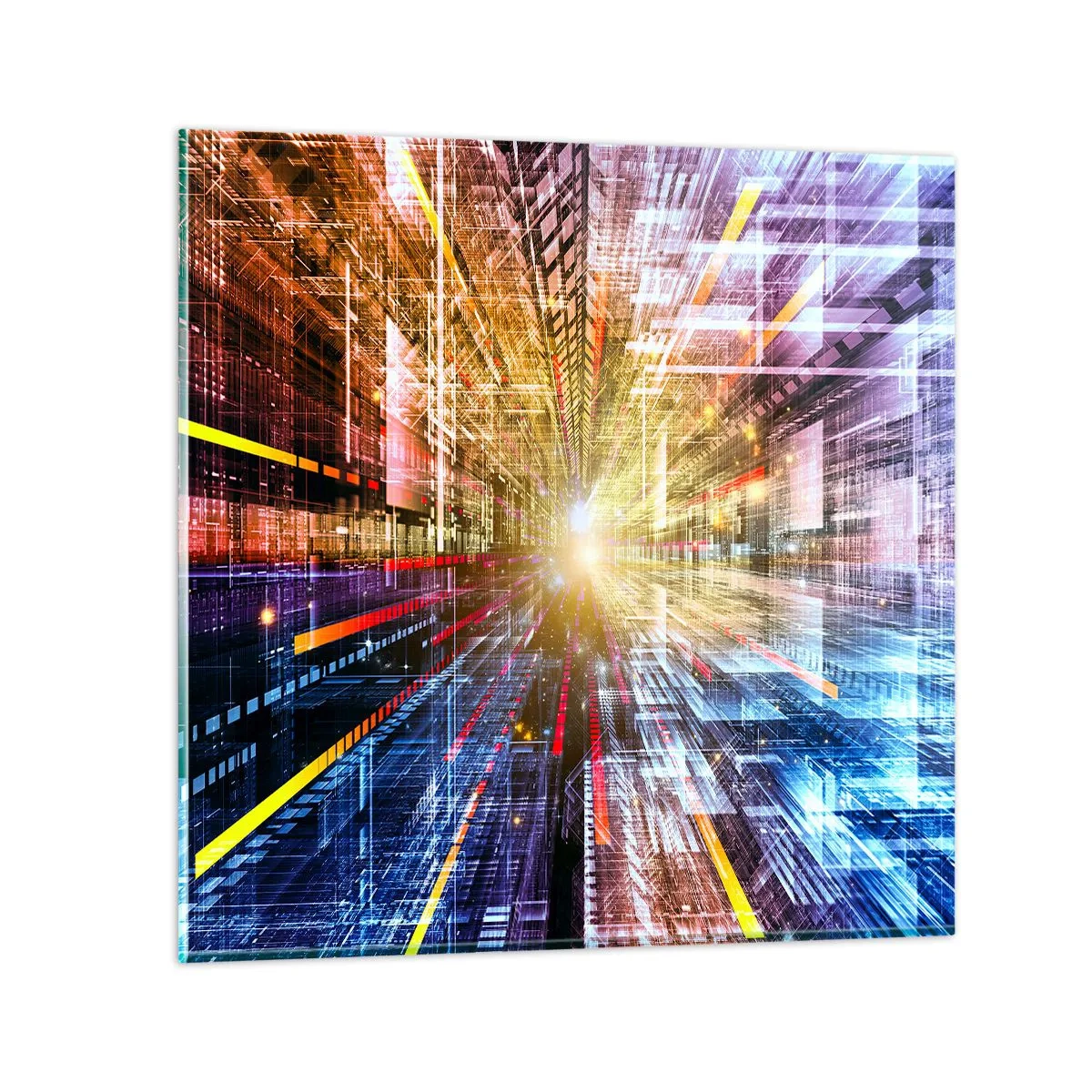 Quadro em vidro - Corredor de luz - 60x60 cm