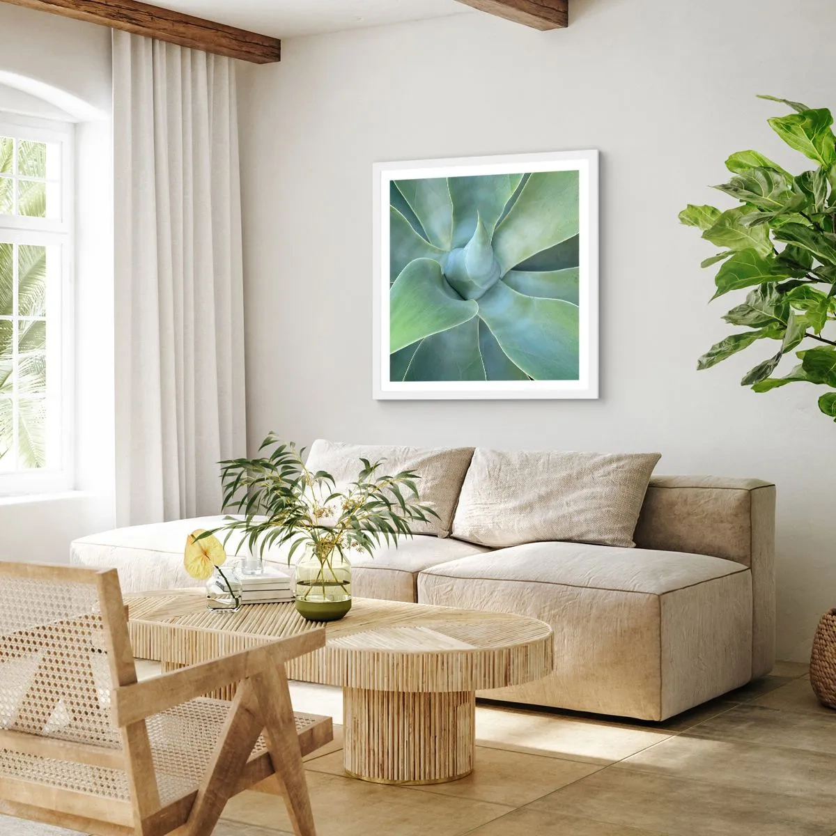 Pôster em moldura branca - O nascimento da vegetação - 50x50 cm