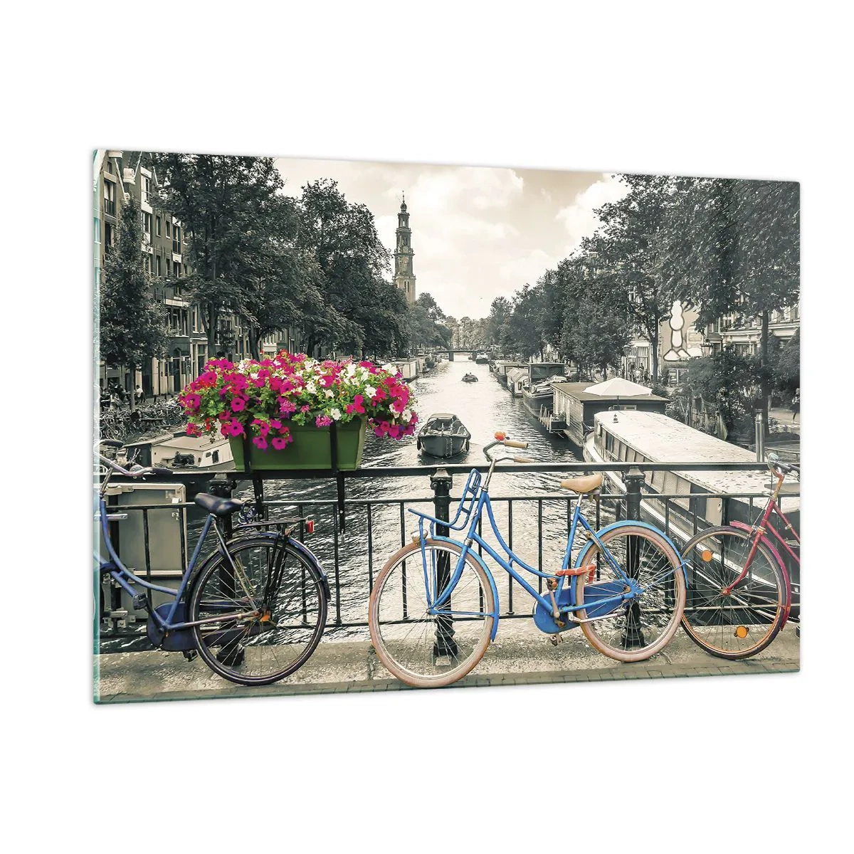 Quadro em vidro - Cores da rua de Amsterdã - 120x80 cm