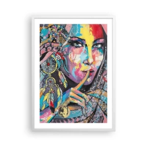 Pôster em moldura branca - Fique em silêncio até compreender - 50x70 cm