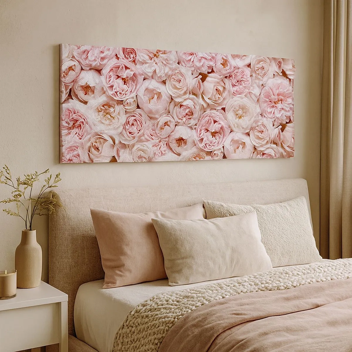 Quadro em tela - Uma cama de rosas - 100x40 cm
