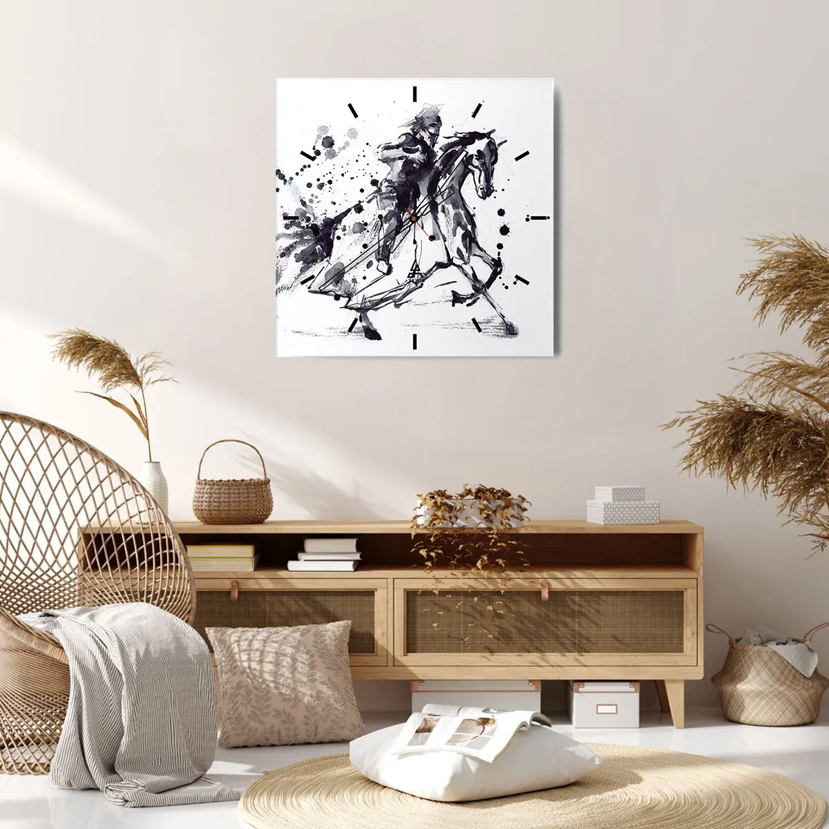 Relógio de parede - Relógio em vidro - Cavaleiro Negro - 40x40 cm