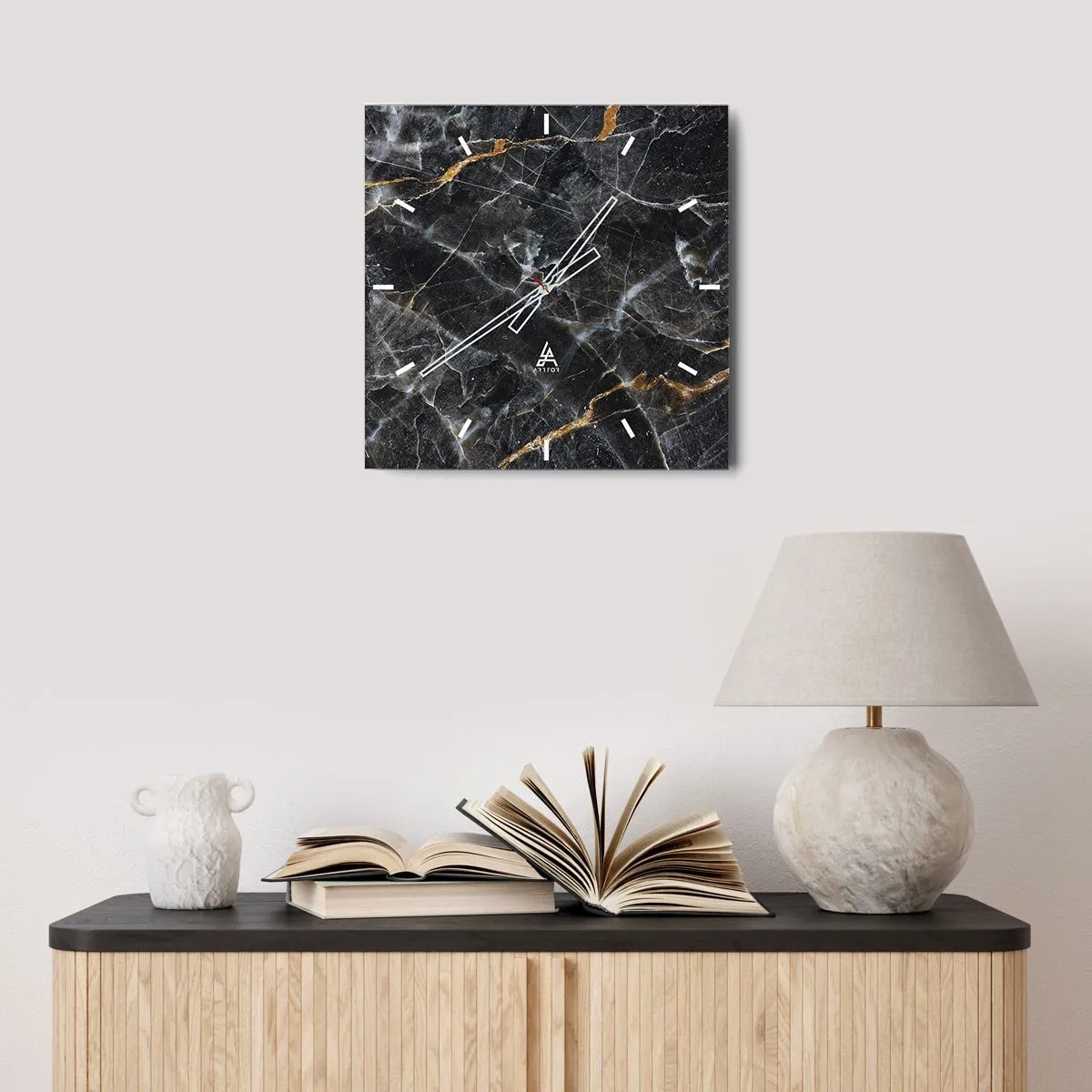 Relógio de parede - Relógio em vidro - A vida interior da pedra - 30x30 cm