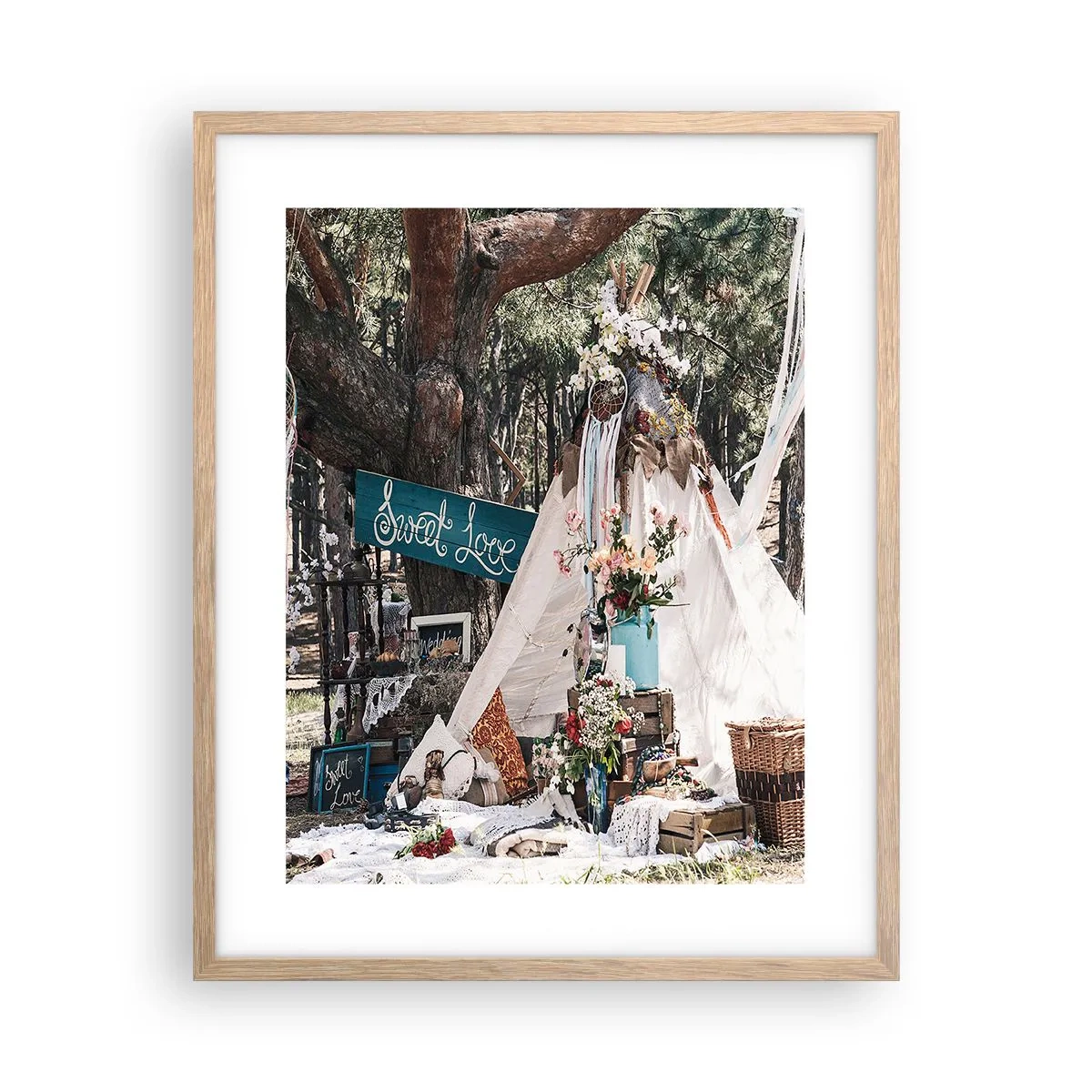 Pôster com moldura de carvalho claro - Make love… - 40x50 cm