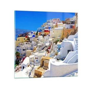 Quadro em vidro - O sonho de um verão grego - 70x70 cm