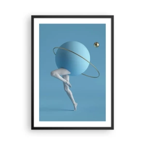 Pôster com moldura preta - Uma figura com um planeta como cabeça em uma composição surrealista - 50x70cm - Planetas a enlouquecer - Decoração de parede moderna para a sala de estar e quarto ARTTOR