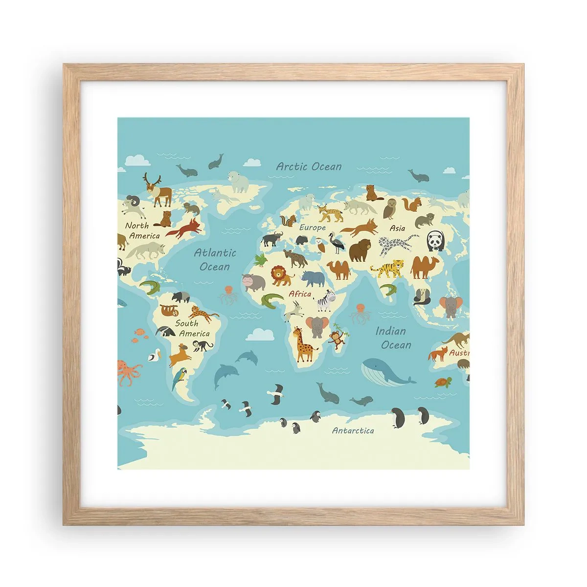 Pôster com moldura de carvalho claro - Bons vizinhos - 40x40 cm