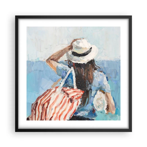 Pôster com moldura preta - Bem-vindo às suas férias - 50x50 cm