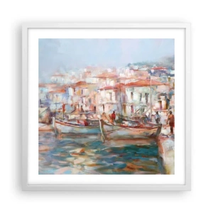 Pôster em moldura branca - Férias em pastel - 50x50 cm