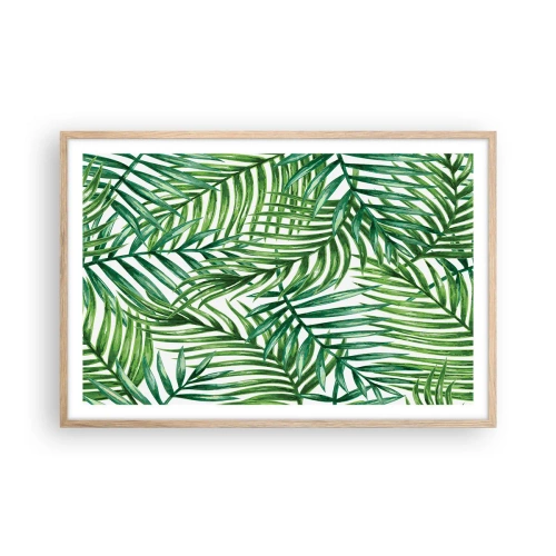 Pôster com moldura de carvalho claro - Sob as folhas verdes - 91x61 cm
