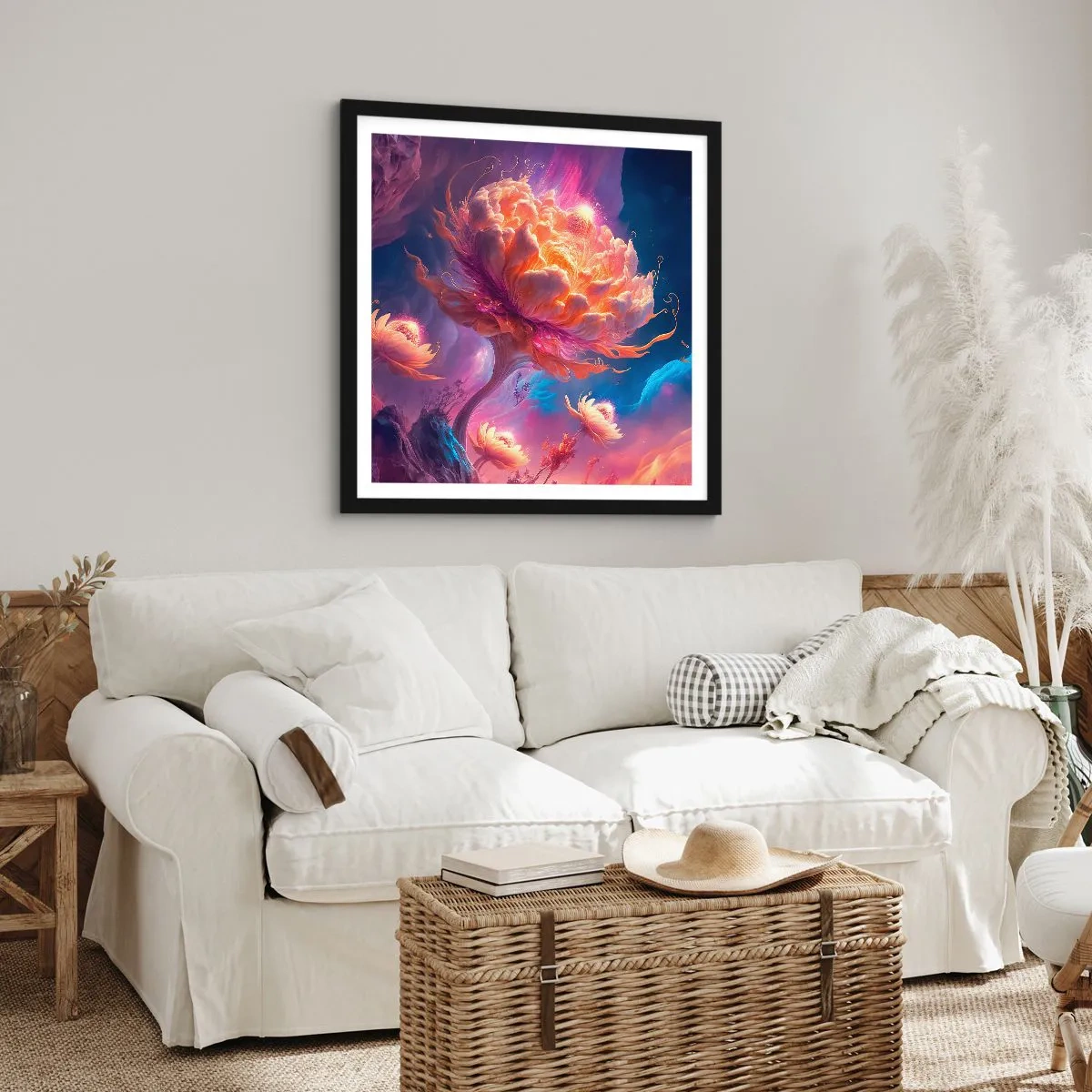 Pôster com moldura preta - Outro mundo - 50x50 cm