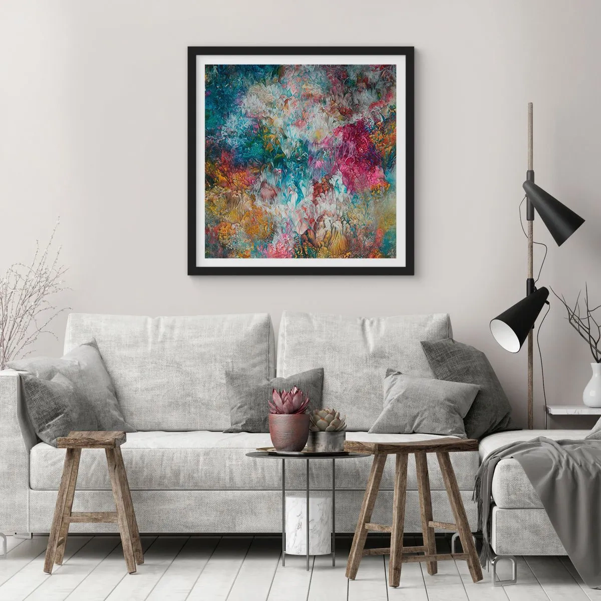 Pôster com moldura preta - Em plena floração - 40x40 cm