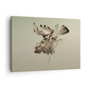 Quadro em tela - Uma imagem abstrata de um alce em um fundo minimalista - 70x50cm - O poder suave da calma - Decoração de parede moderna para a sala de estar e quarto ARTTOR