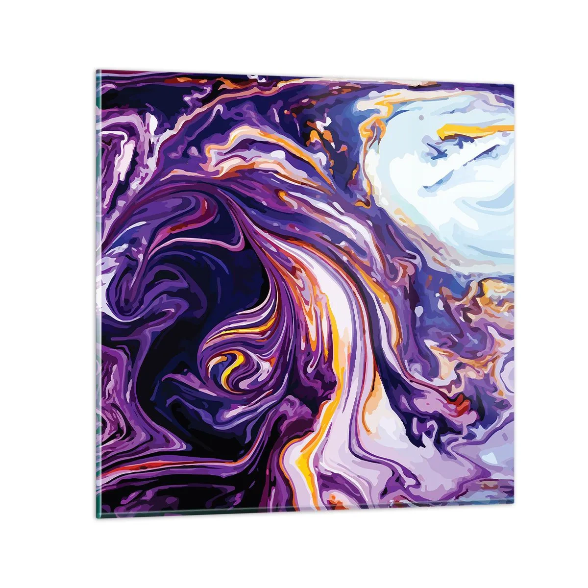 Quadro em vidro - Onde o espaço se dobra em roxo - 40x40 cm