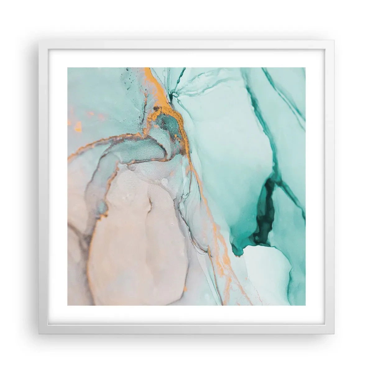 Pôster em moldura branca - Dança das formas e cores - 50x50 cm