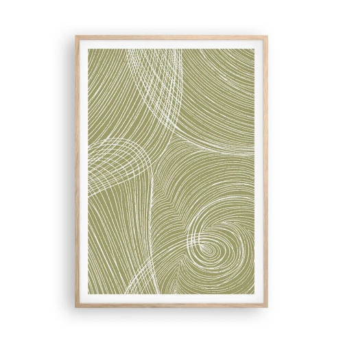 Pôster com moldura de carvalho claro - Abstração intrincada em branco - 70x100 cm