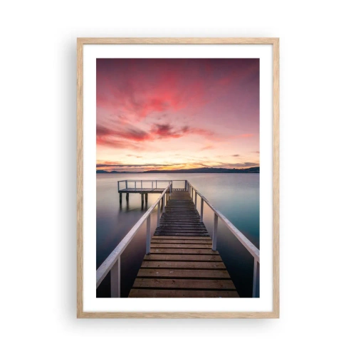Pôster com moldura de carvalho claro - A chama suave da noite - 50x70 cm