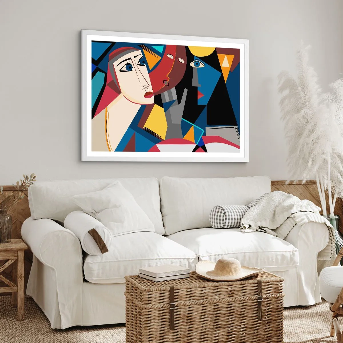 Pôster em moldura branca - Uma conversa entre cubistas - 100x70 cm