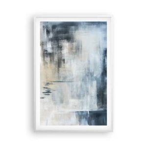 Pôster em moldura branca - Atrás da cortina azul - 61x91 cm