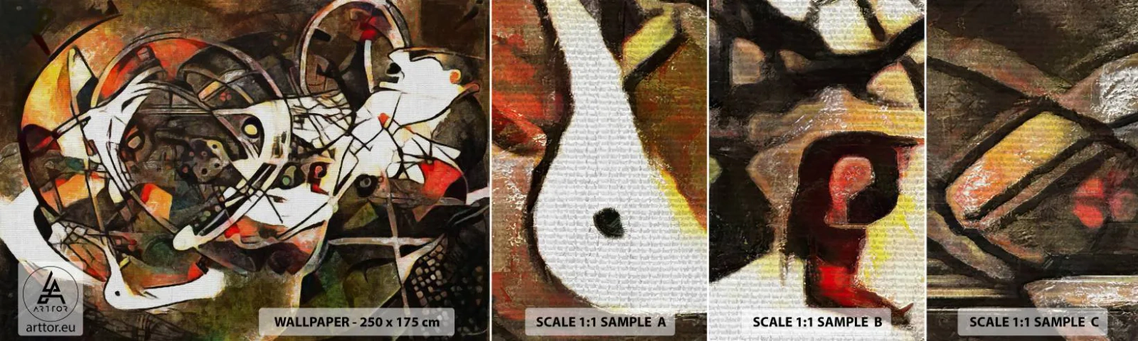 Amostra de papel de parede autocolante Deluxe Sticker - Consegue ouvir o movimento? - Abstração, Cubismo, Pedaço - 100x30 cm