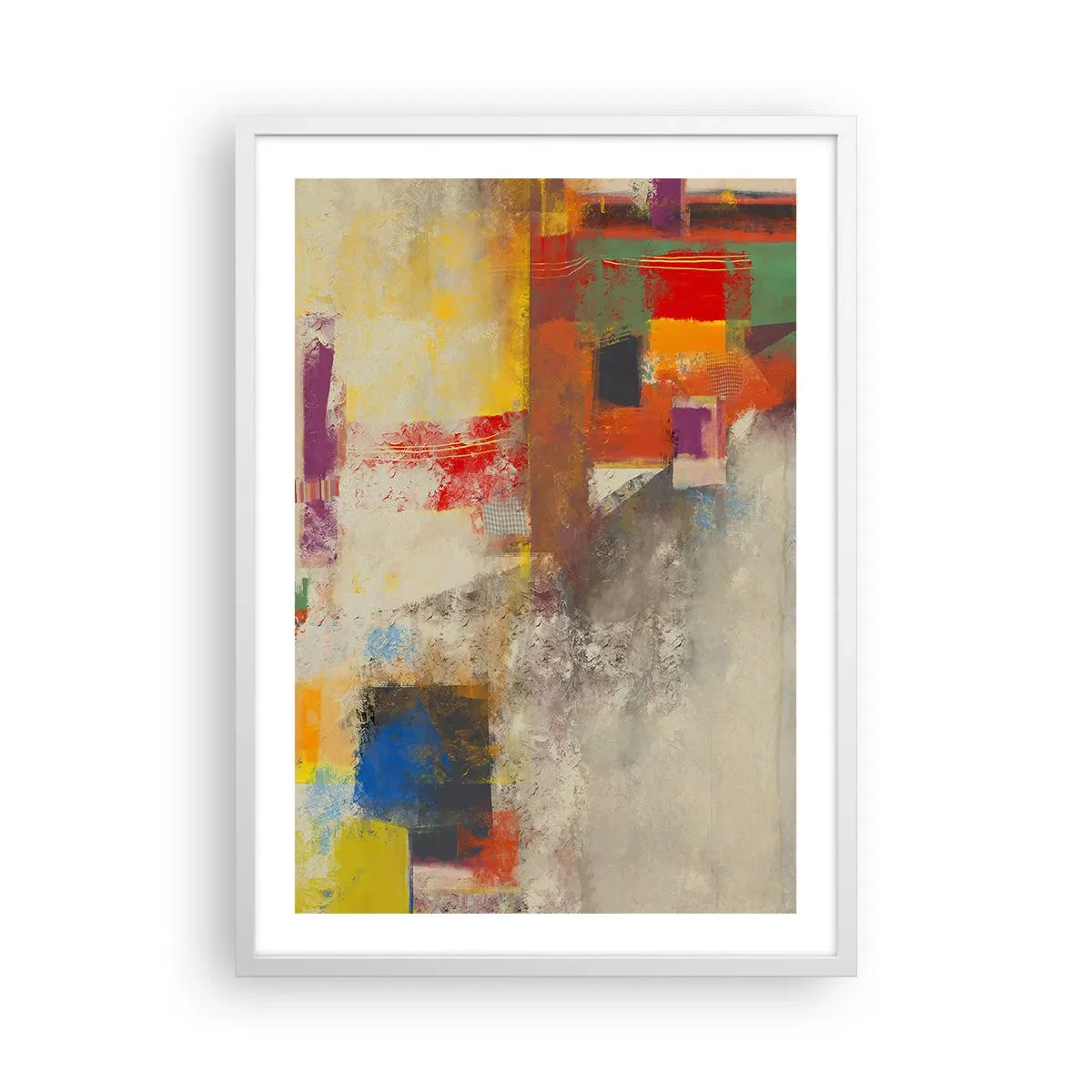 Pôster em moldura branca - Geometria das cores - 50x70 cm