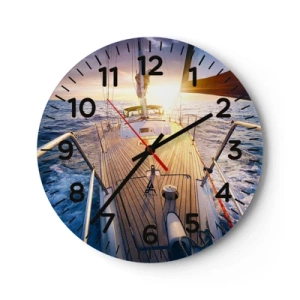 Relógio de parede - Relógio em vidro - Correr sobre as ondas - 40x40 cm
