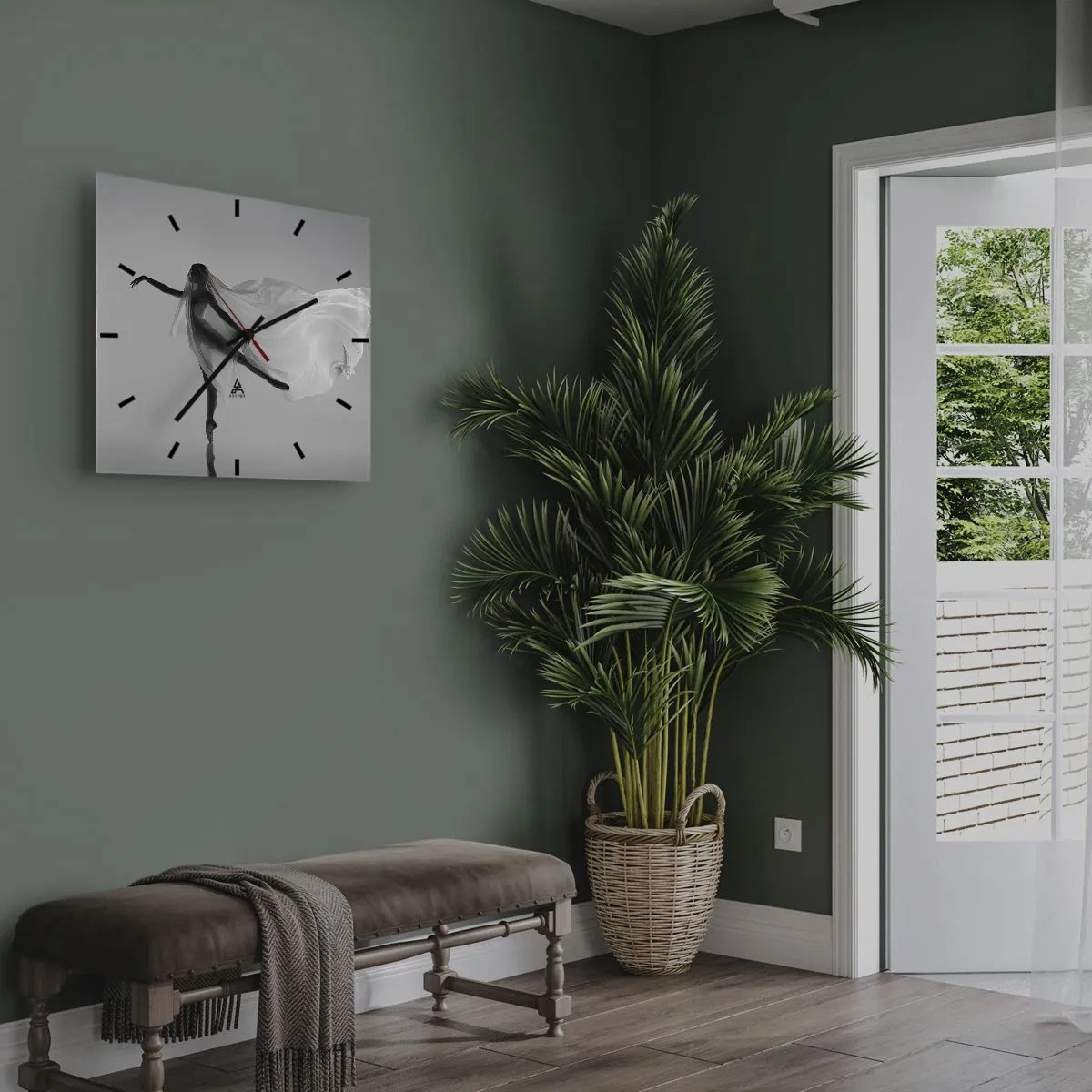 Relógio de parede - Relógio em vidro - Leveza e graça - 30x30 cm