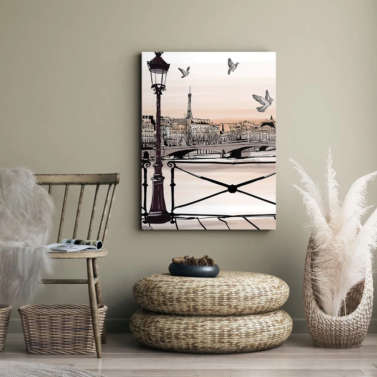 Quadro em tela - Sobre os telhados de Paris - 50x70 cm