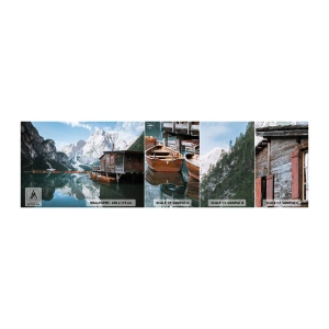 Amostra de Papel de Parede Standard Eco - Manhã cristalina nas montanhas - Paisagem montanhosa, Sol, Lago - 100x30 cm