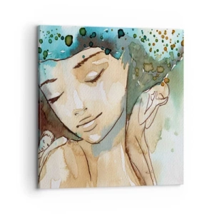 Quadro em tela - Dama em azul - 70x70 cm