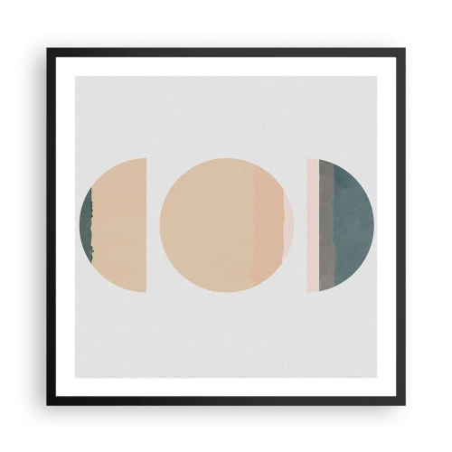 Pôster com moldura preta - Círculo entre círculos - 60x60 cm