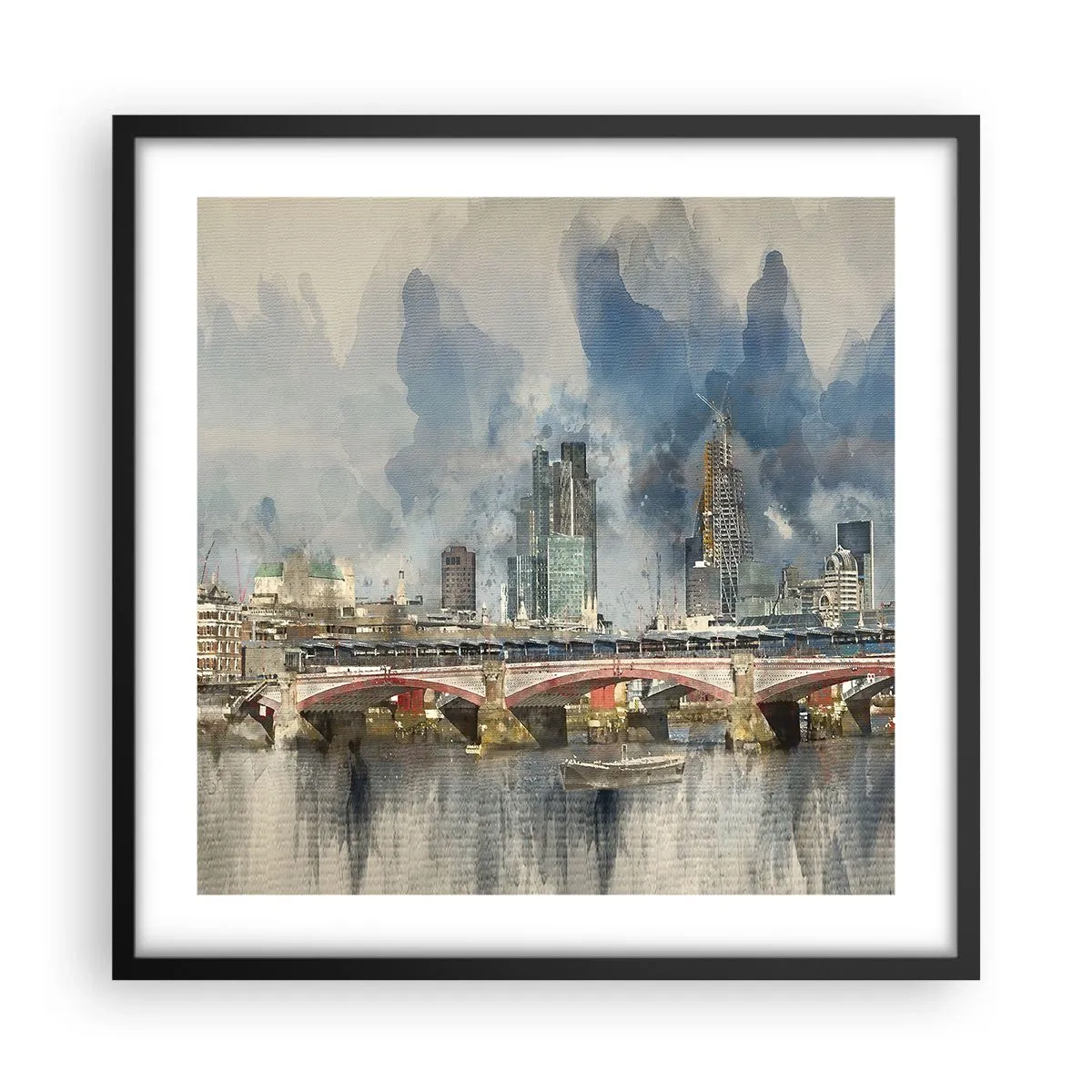 Pôster com moldura preta - Londres em toda a sua glória - 50x50 cm