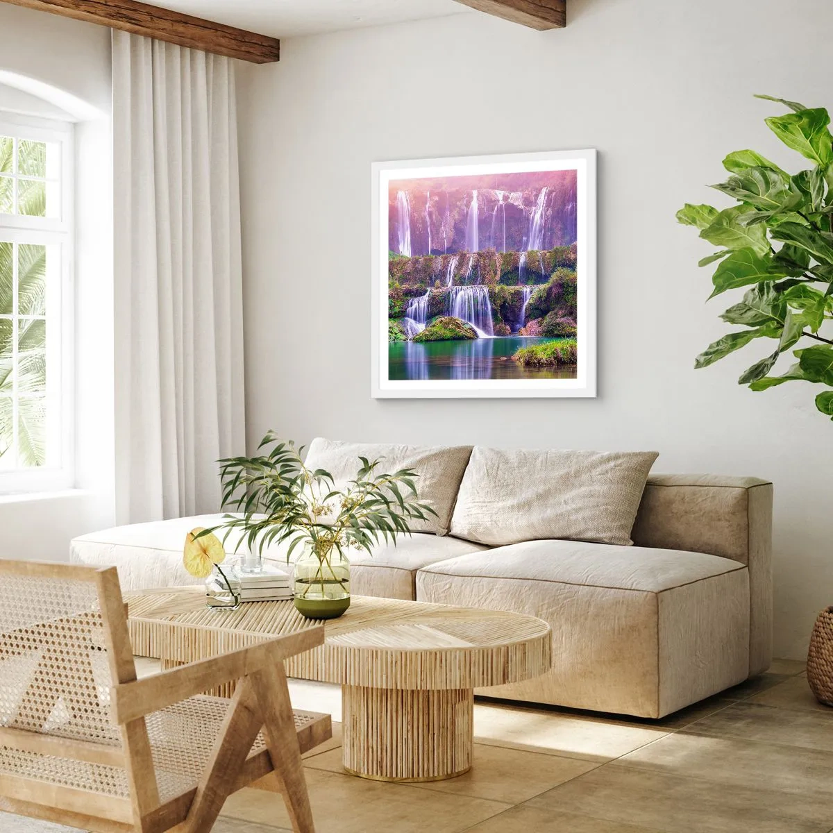 Pôster em moldura branca - Escadas para o céu - 60x60 cm