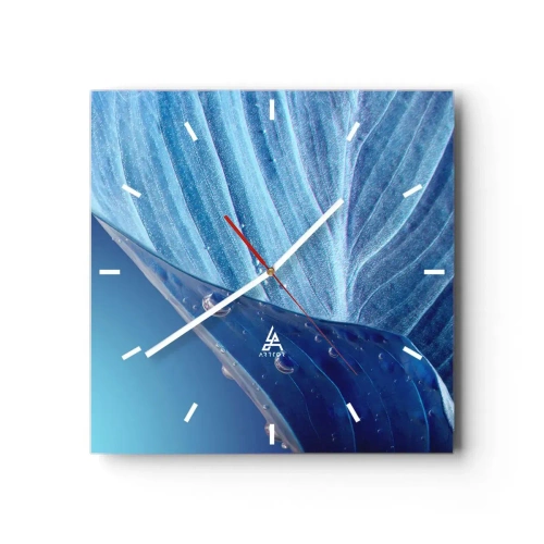 Relógio de parede - Relógio em vidro - Gotas escondidas no azul - 30x30 cm