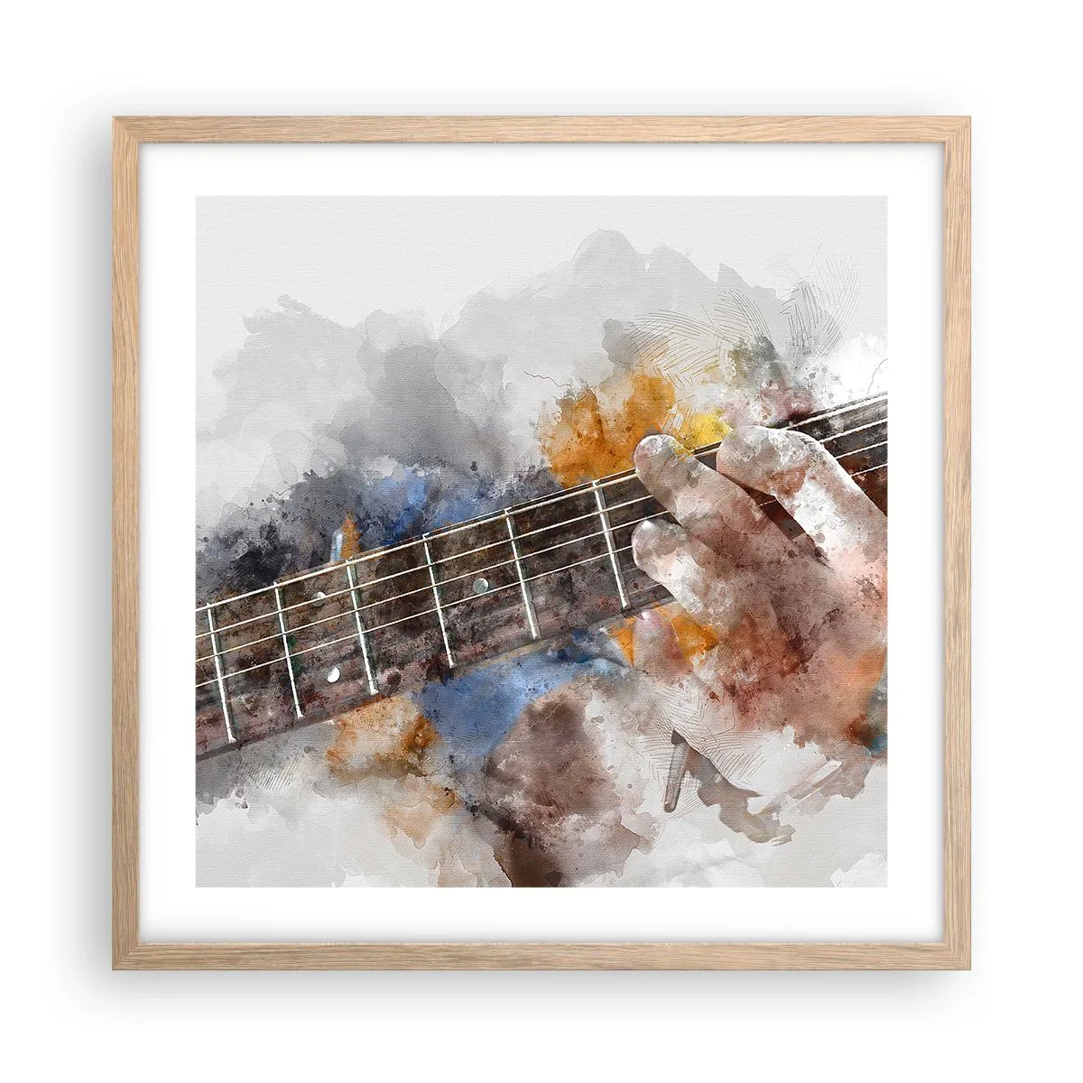 Pôster com moldura de carvalho claro - Poesia entre as cordas - 50x50 cm