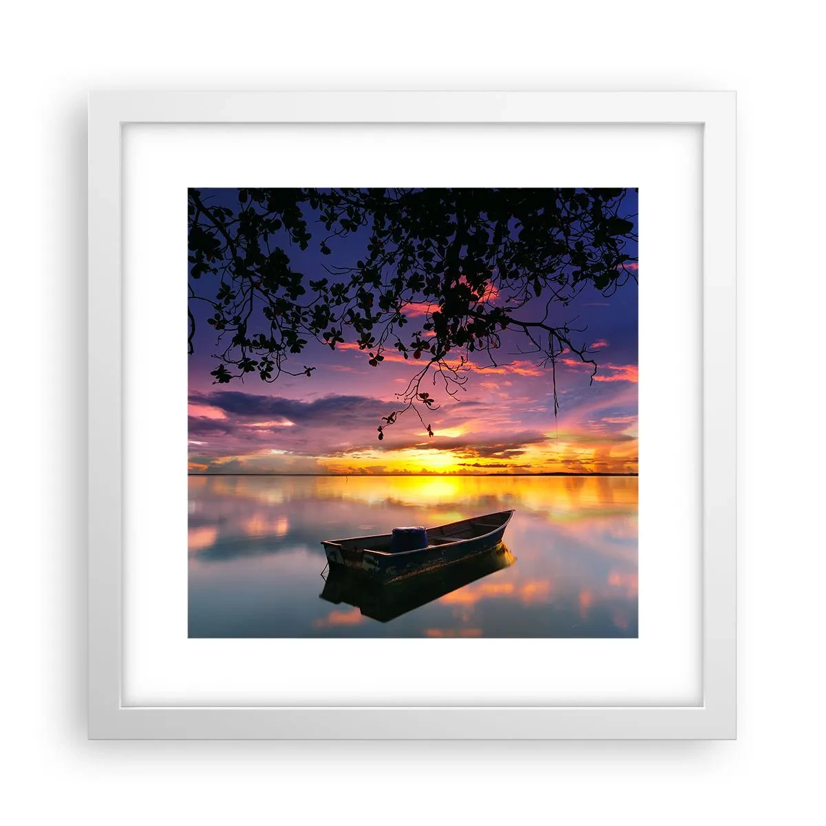 Pôster em moldura branca - Parece que estás pendurado no meio do céu… - 30x30 cm