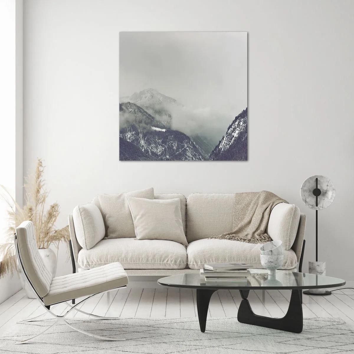 Quadro em vidro - Vale nebuloso - 70x70 cm