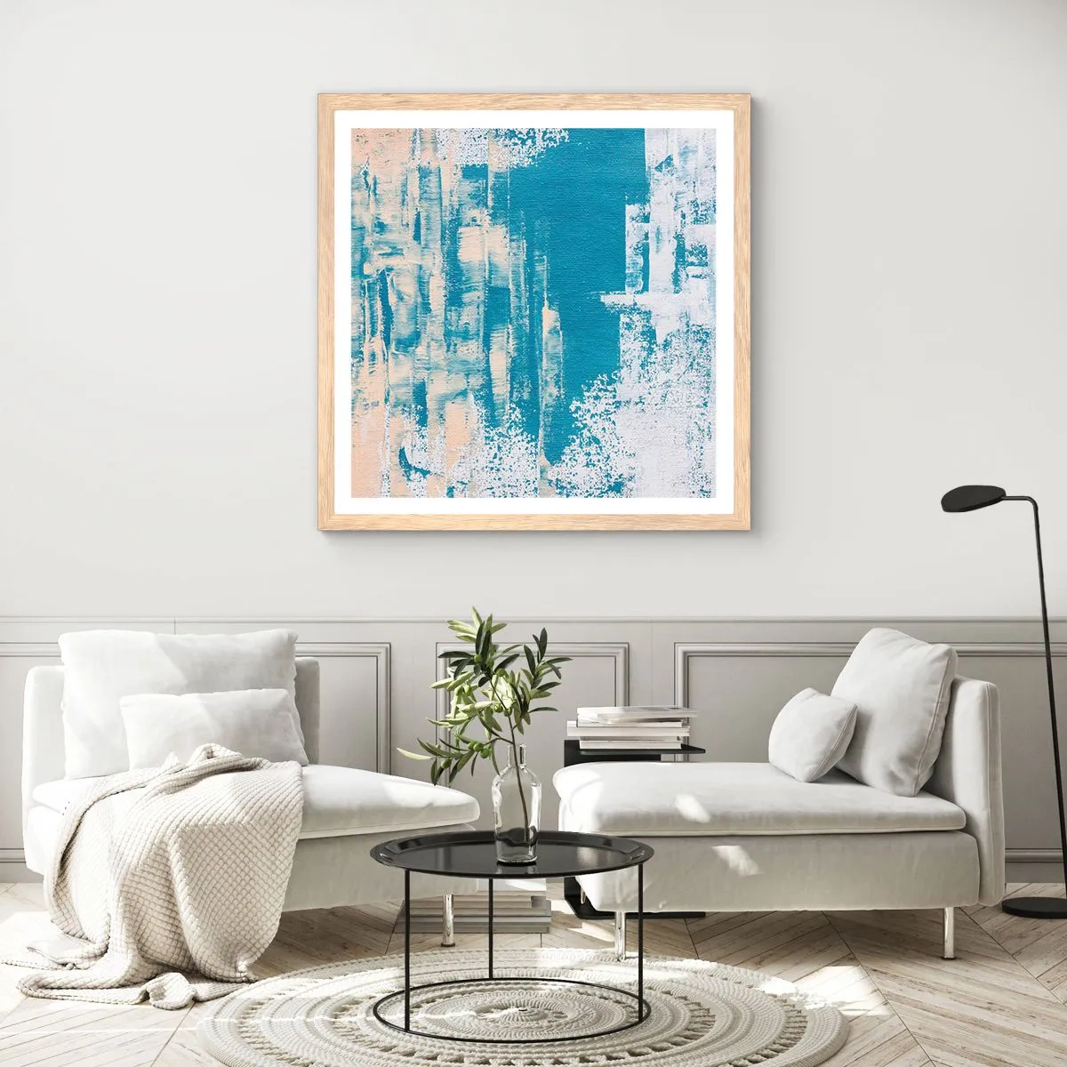 Pôster com moldura de carvalho claro - Através da estalactite de gelo - 40x40 cm