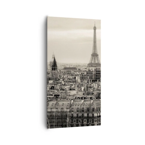 Quadro em tela - Sobre os telhados de Paris - 65x120 cm