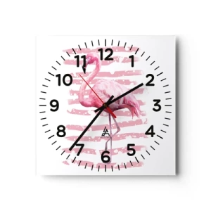 Relógio de parede - Relógio em vidro - Com dignidade, embora de rosa - 30x30 cm