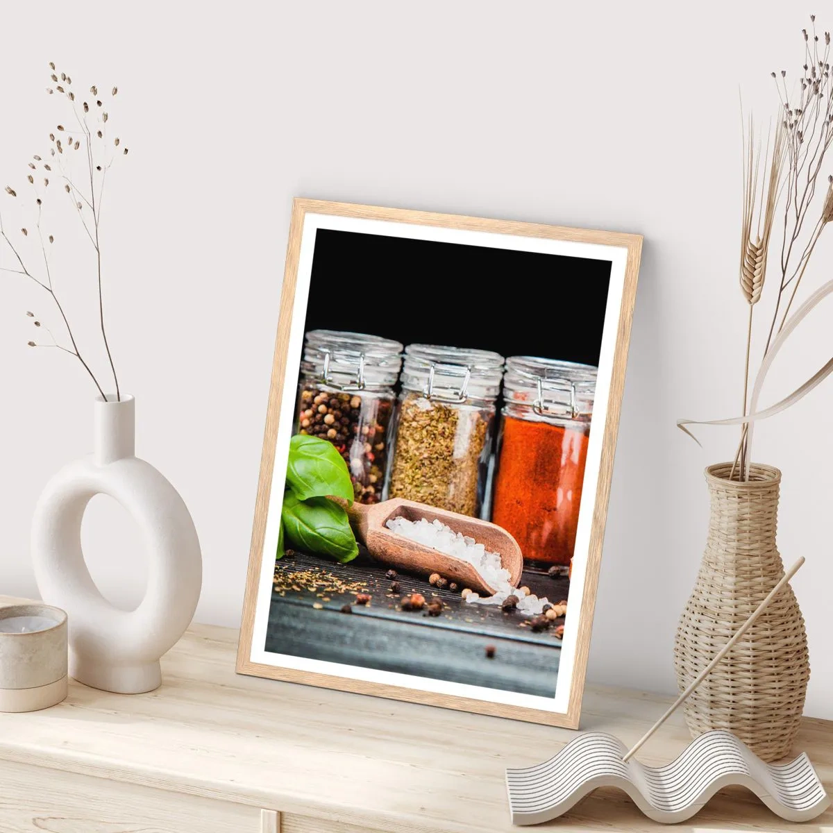 Pôster com moldura de carvalho claro - Para que a vida tenha um sabor - 61x91 cm