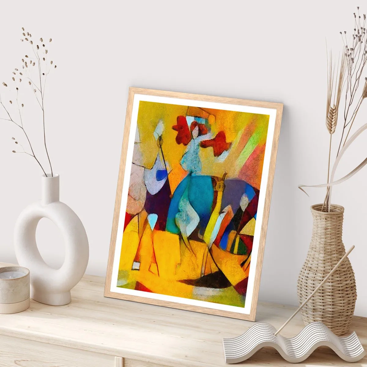 Pôster com moldura de carvalho claro - Sol - vida - alegria - 50x70 cm