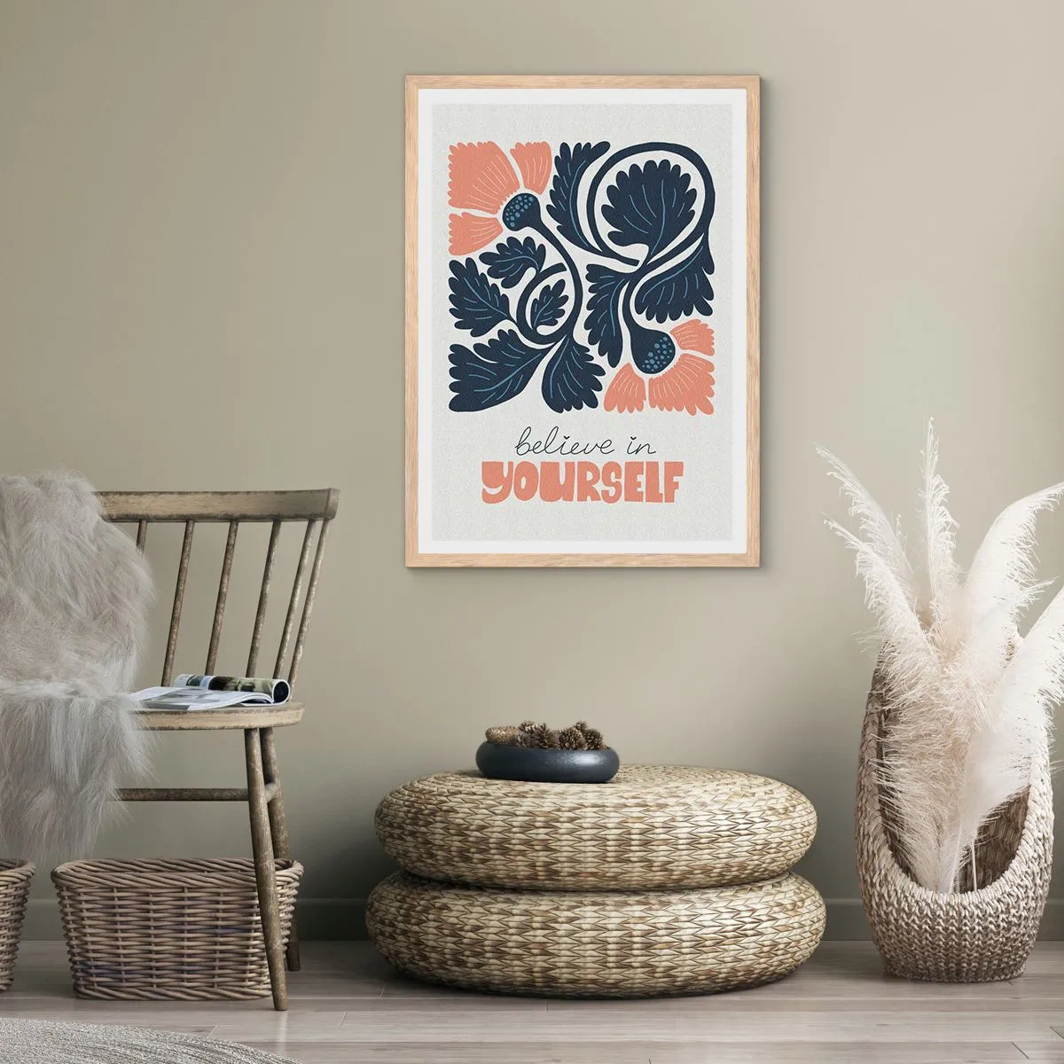 Pôster com moldura de carvalho claro - E floresces - 61x91 cm