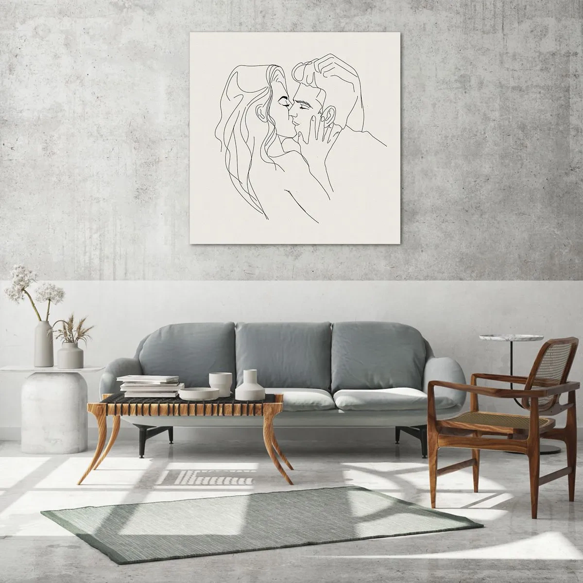 Quadro em vidro - Emaranhados pelo sentimento - 70x70 cm