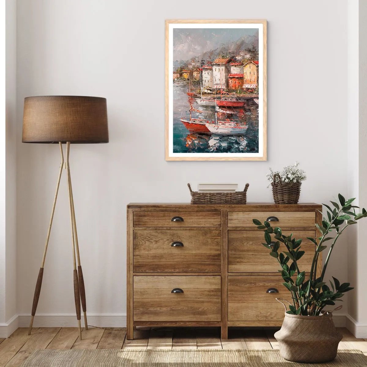 Pôster com moldura de carvalho claro - Refúgio romântico - 70x100 cm