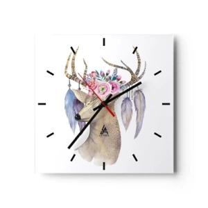 Relógio de parede - Relógio em vidro - Guia da alma - delicado, inocente - 30x30 cm