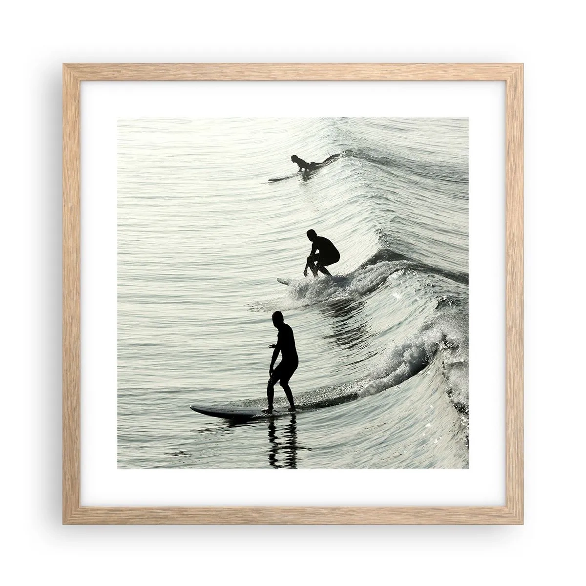 Pôster com moldura de carvalho claro - Para conhecer a onda - 40x40 cm