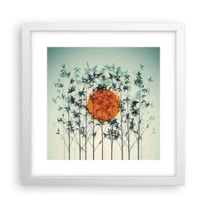 Pôster em moldura branca - Sol japonês - 30x30 cm