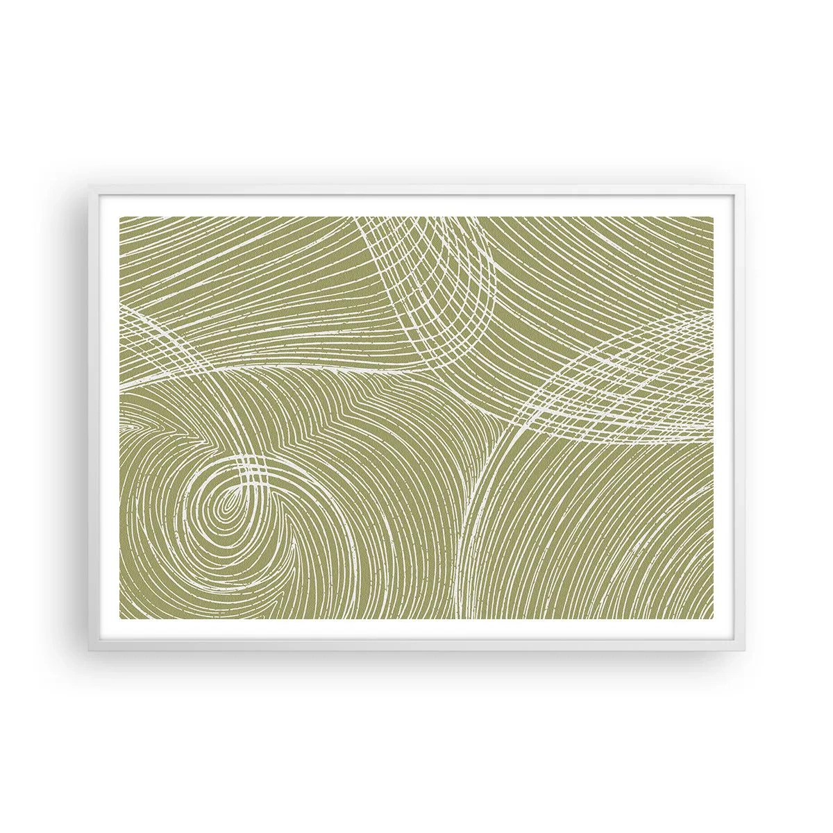 Pôster em moldura branca - Abstração intrincada em branco - 100x70 cm