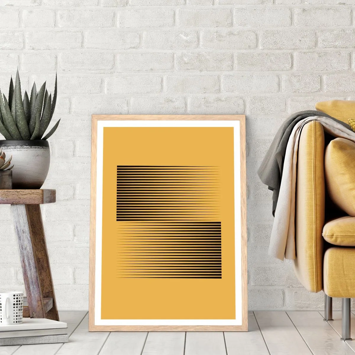 Pôster com moldura de carvalho claro - Quadratura de opostos - 70x100 cm